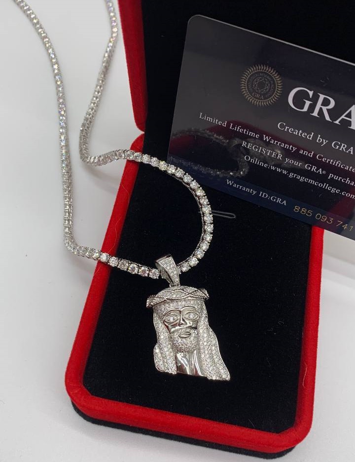 VVS Moissanite Diamond Tennis chain with Jesus Pendant 💎 - Image 2