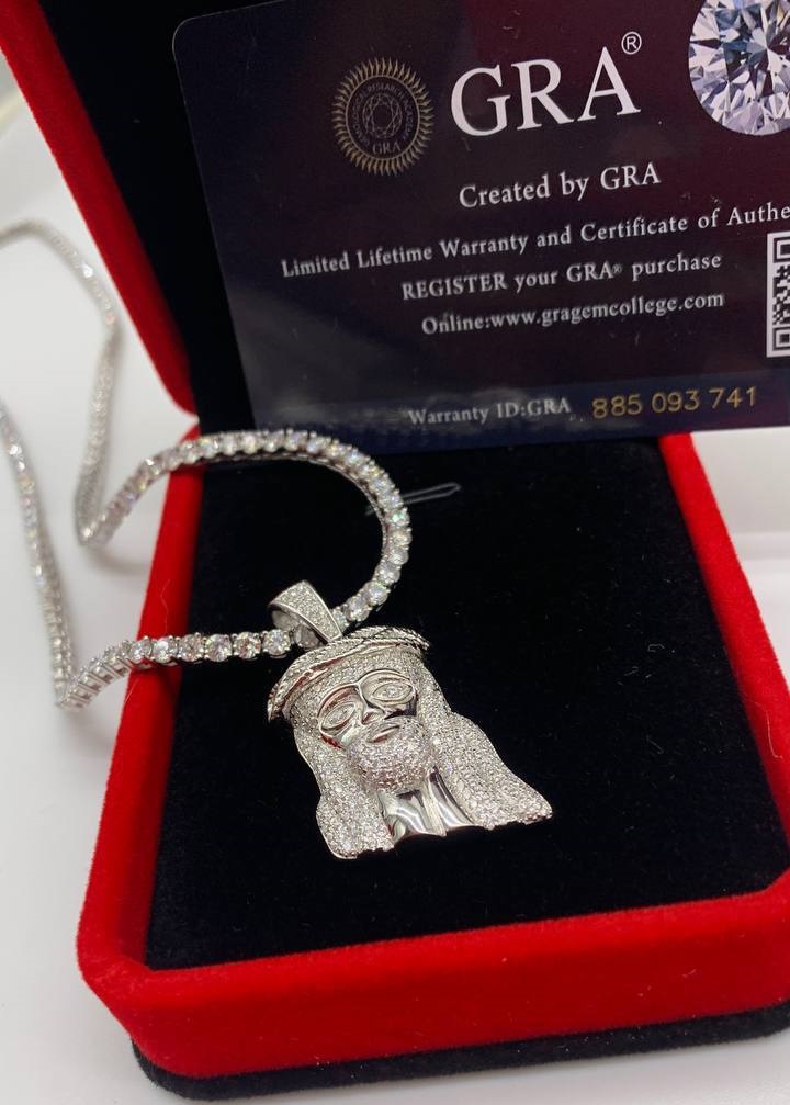 VVS Moissanite Diamond Tennis chain with Jesus Pendant 💎 - Image 3