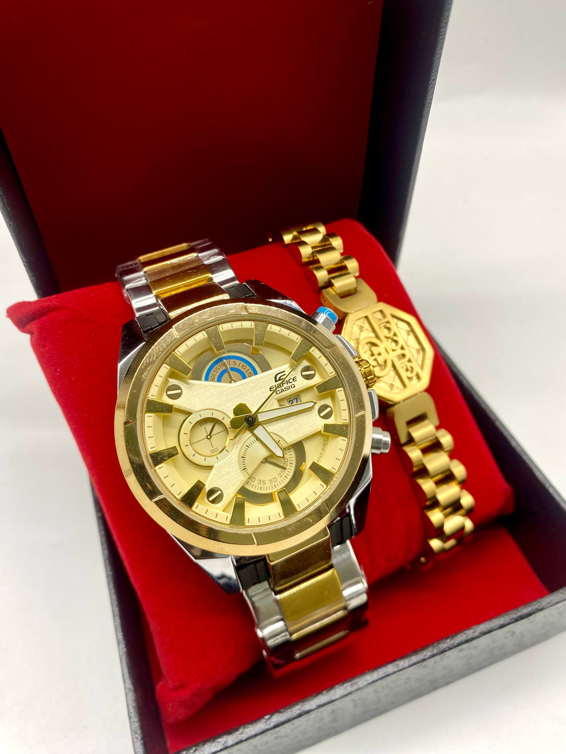 Edifice Casio Edifice Casio-Style Gold Two-Tone Chronograph Combo - Image 1