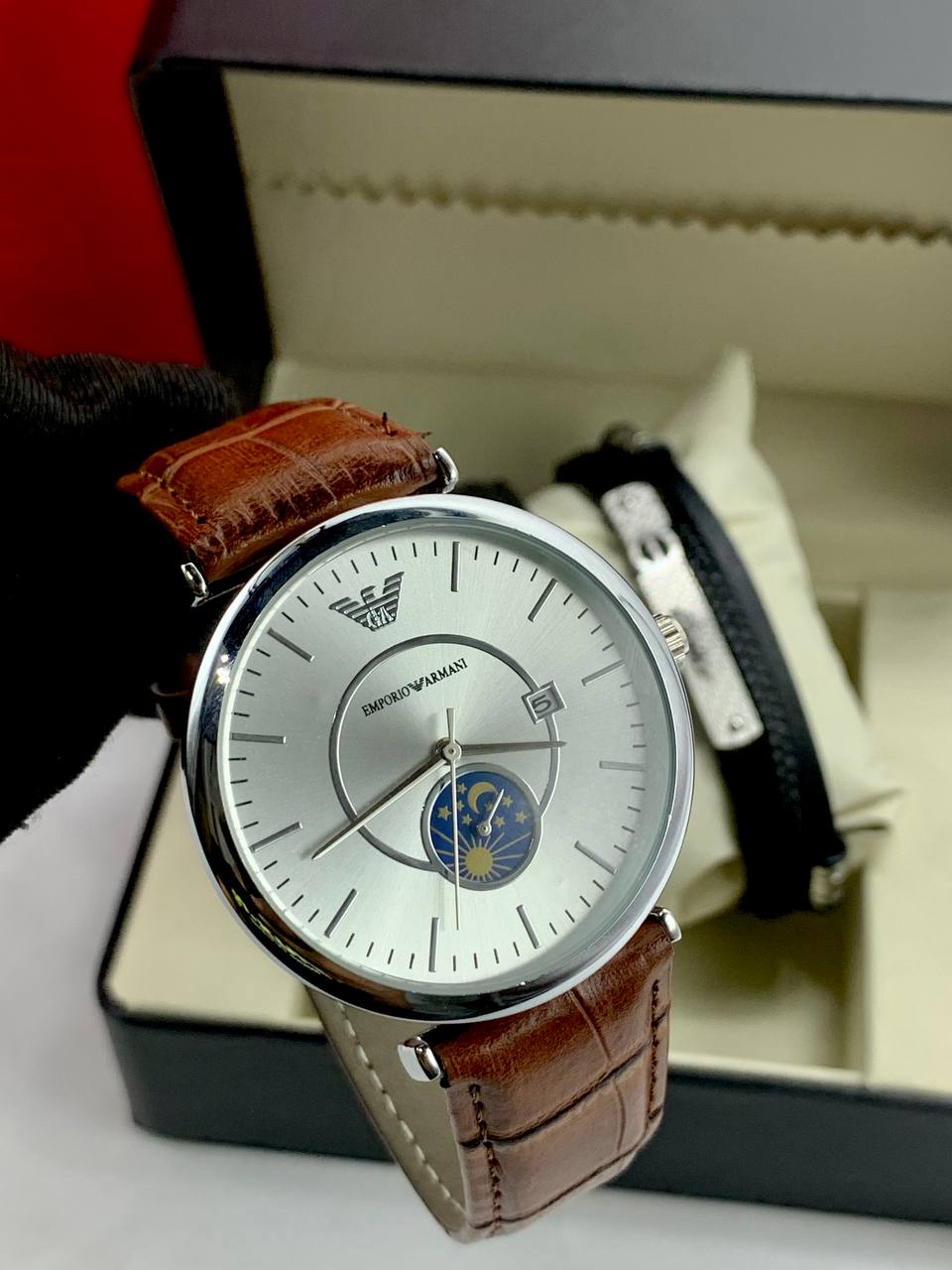 Quality Emporio Armani Watch set With Designer Belt - Image 3
