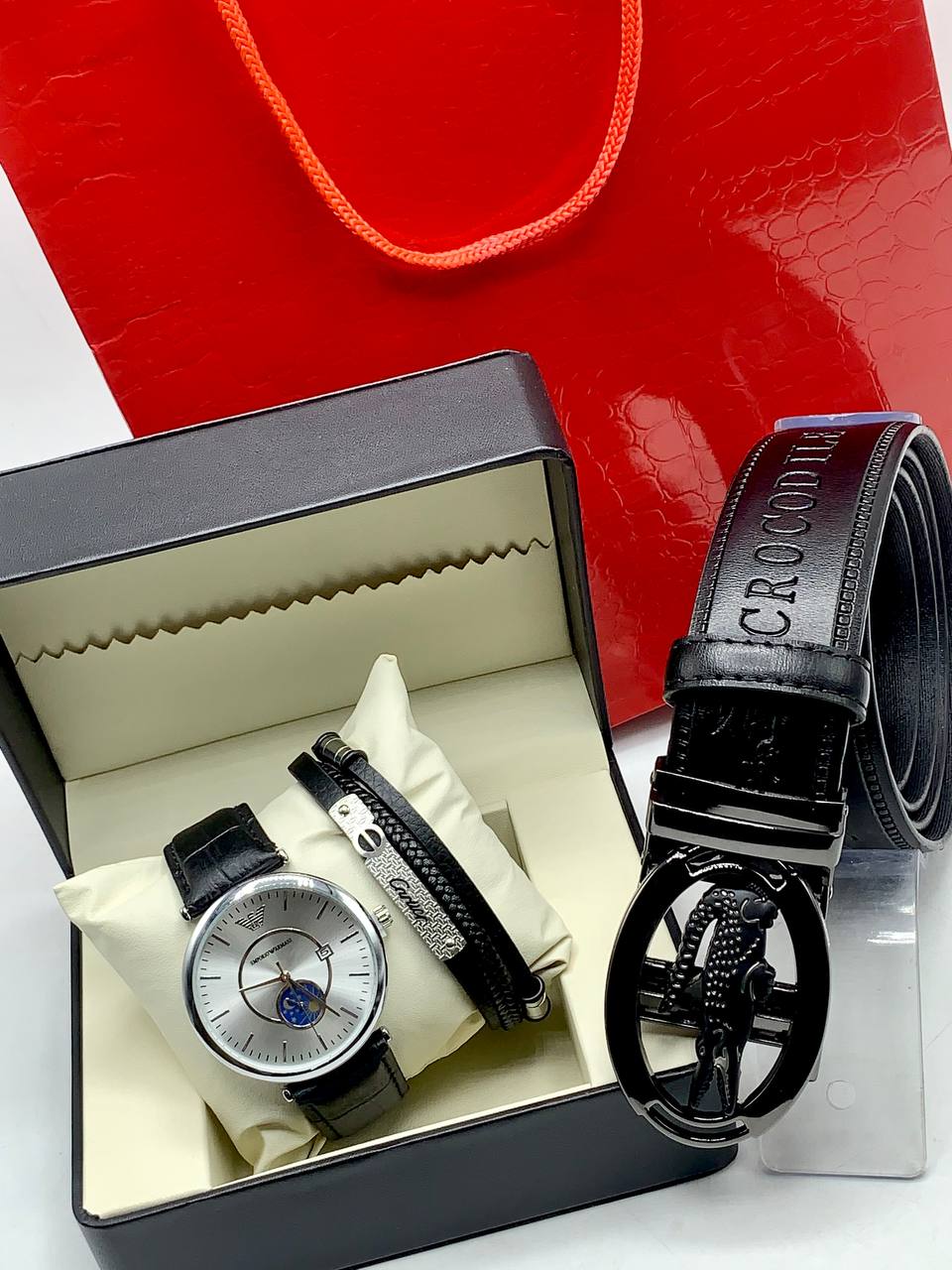 Quality Emporio Armani Watch set With Designer Belt
