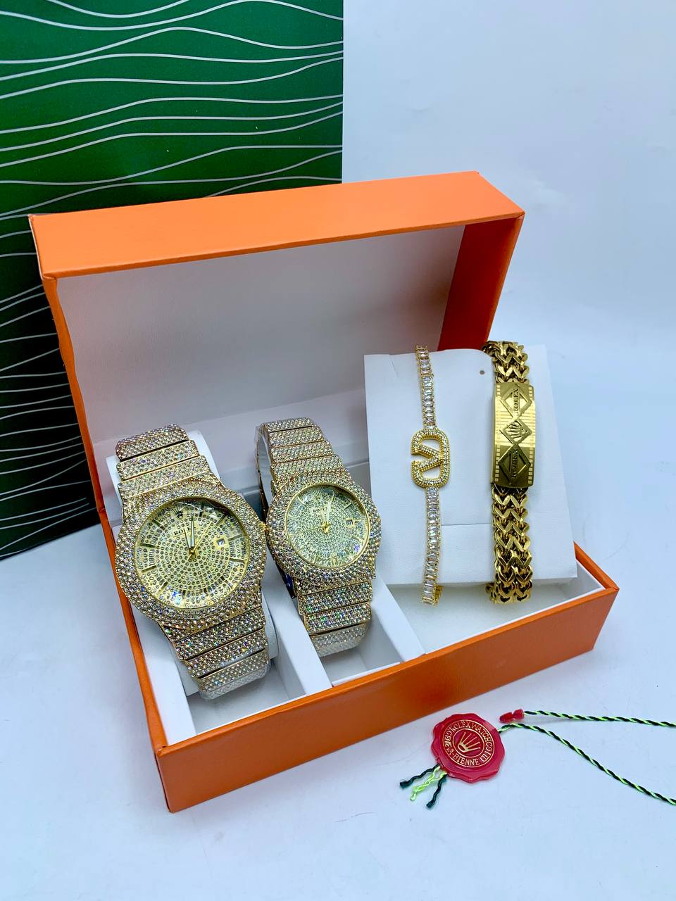 The Golden Power Couple: Full-Pave Rolex Couple Watch Set