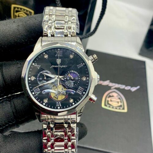 POEDAGAR Black Dial Multi-Function Watch